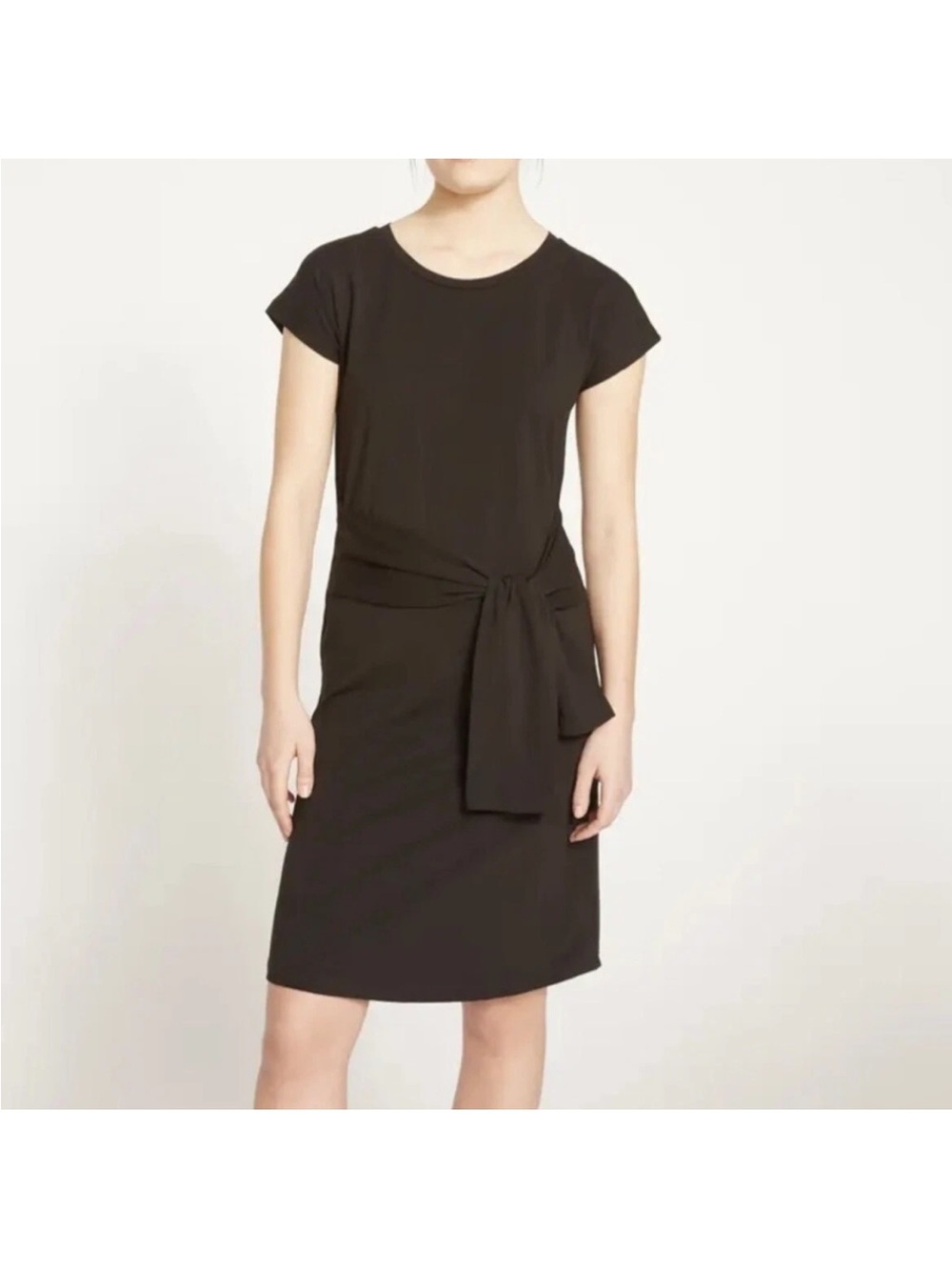 Universal Standard Misa Short Sleeve Mini Jersey Dress Waist Tie Black L 22/24